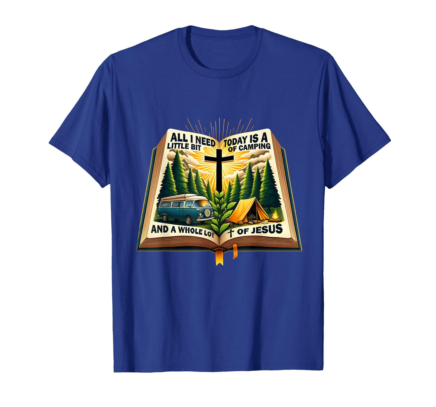 Camping and Jesus Outdoors Faith Bible Campfire Design T-Shirt