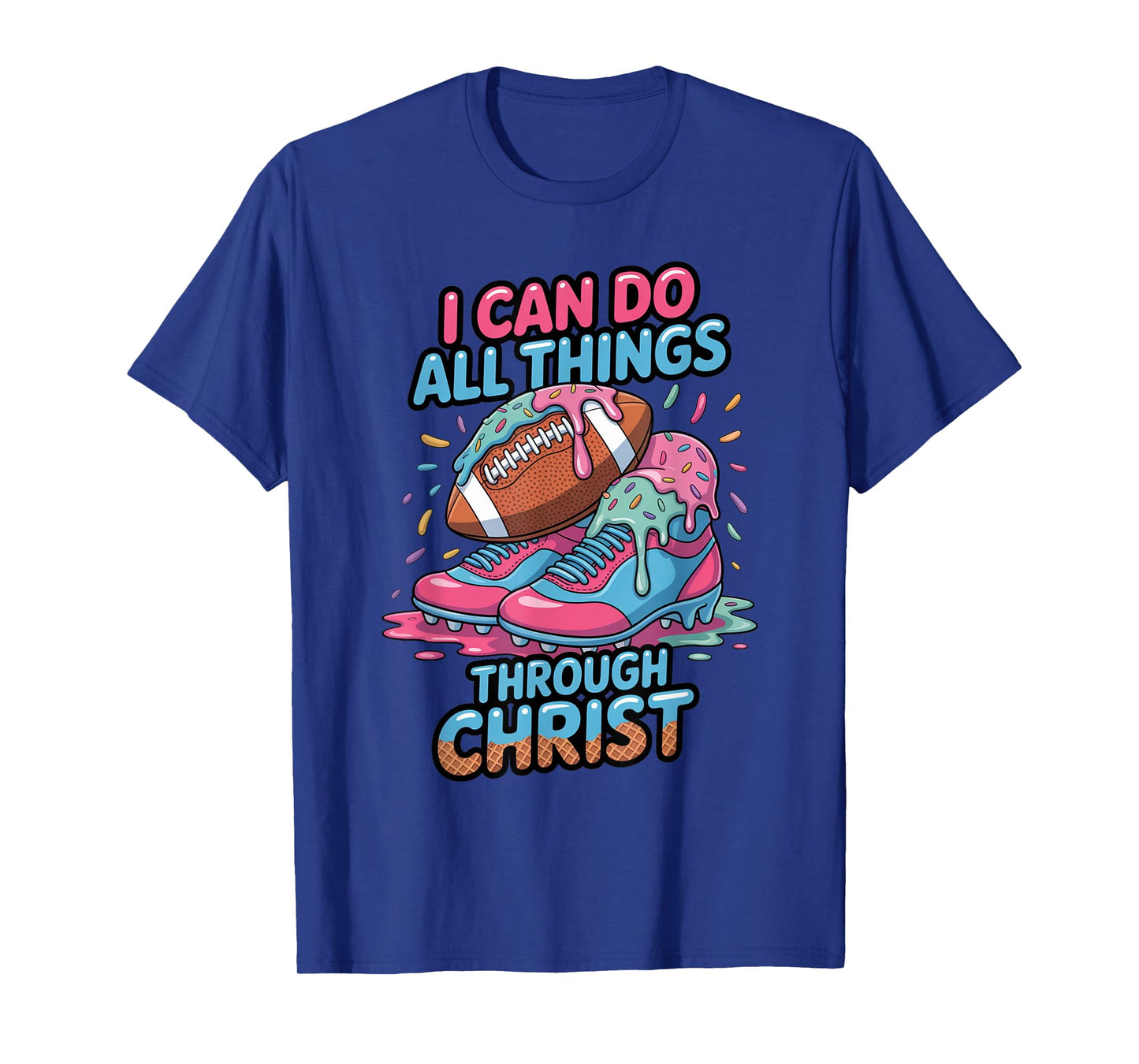 Christian Boys Football Ice Cream Drip Philippians 4:13 T-Shirt