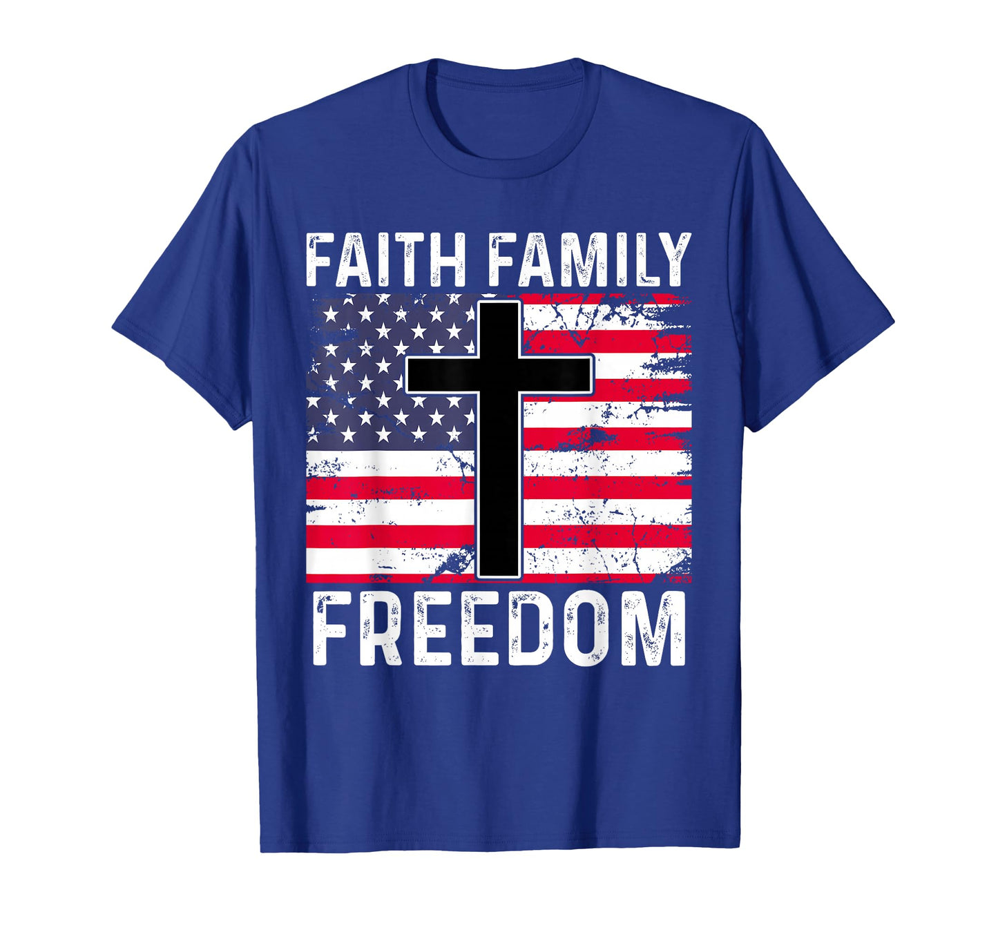 Faith Family Freedom - Christian Vintage USA Flag T-Shirt