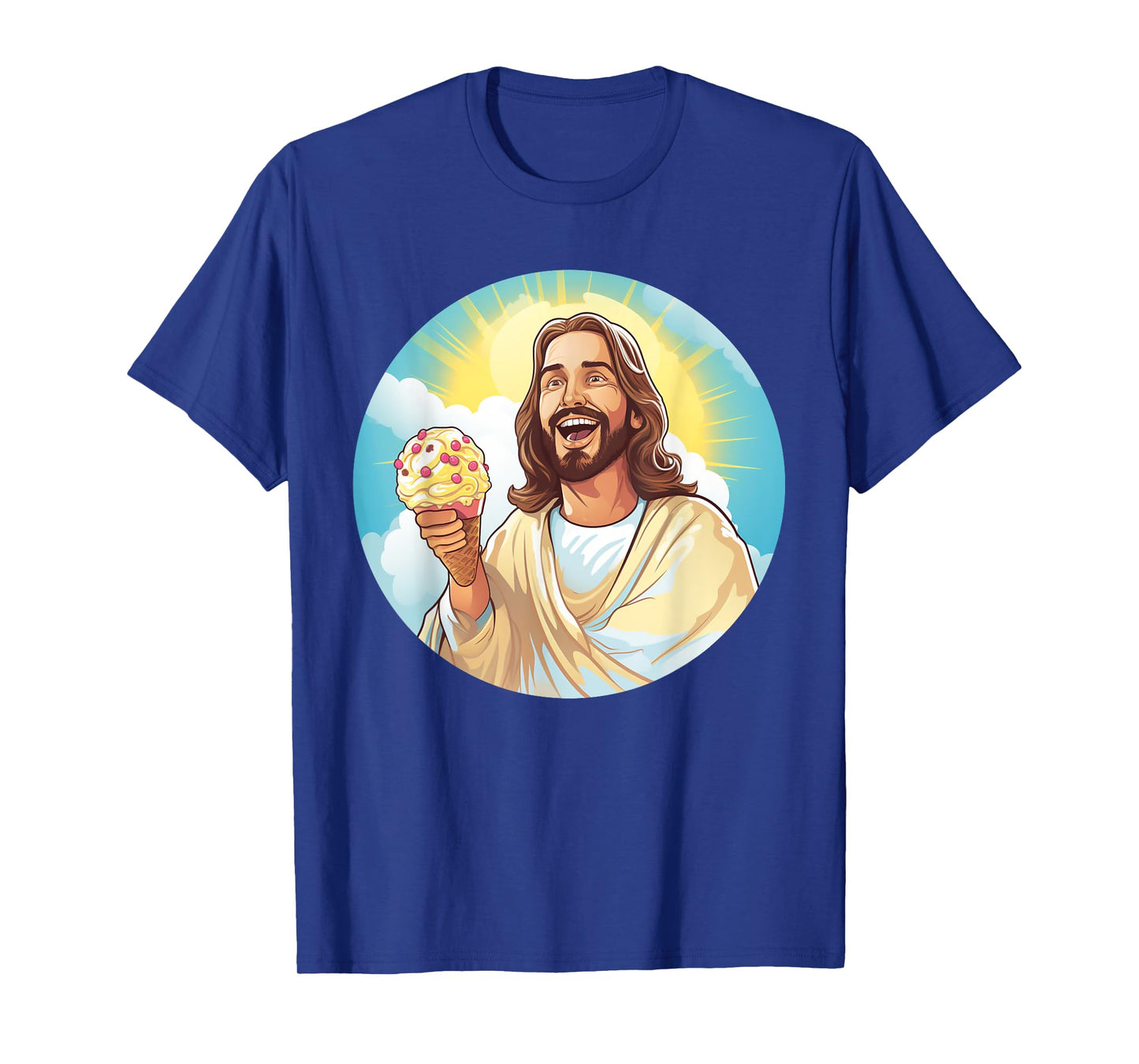 Funny laughing Jesus with Ice Cream for Sweets Lovers T-Shirt for Men Women Kids