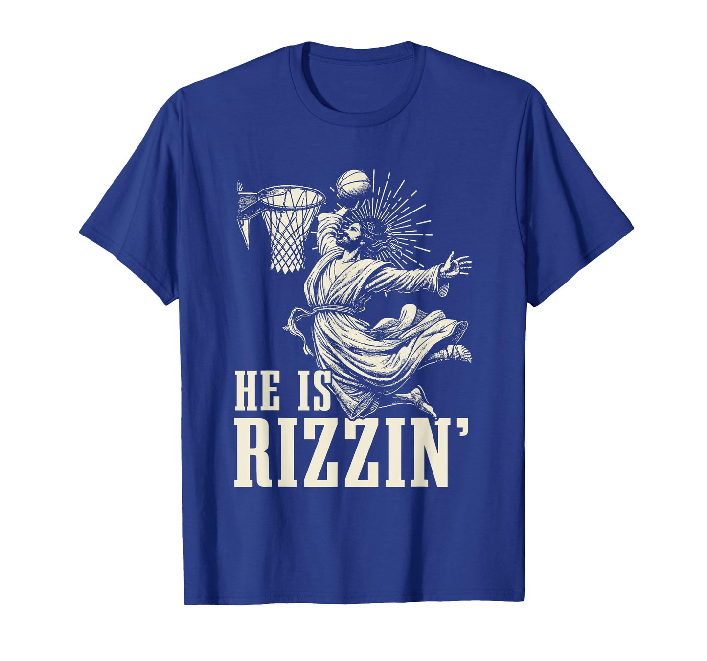 He Is Rizzin Funny Jesus Basketball Easter Christian Men Boy T-Shirt