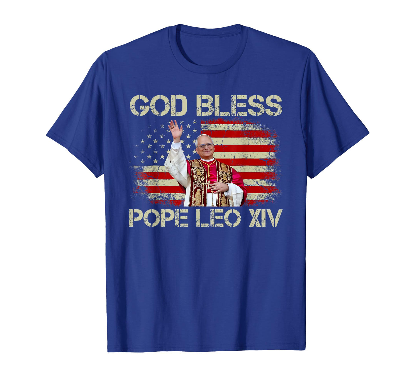 God Bless Pope Leo XIV Cardinal Robert Prevost American Flag T-Shirt