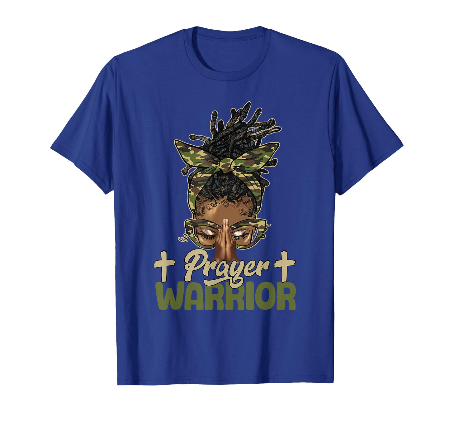 Praying Black Woman Afro Christian Sayings Prayer Warrior T-Shirt
