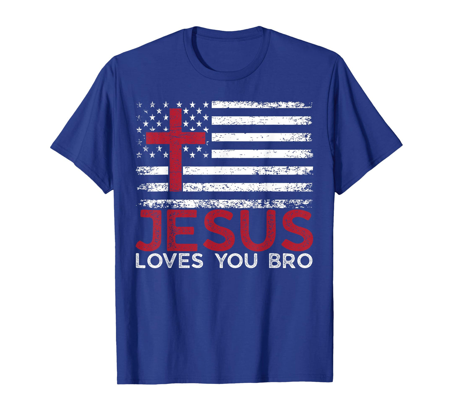 Jesus Loves You Bro Christian Faith God Religious USA Flag T-Shirt