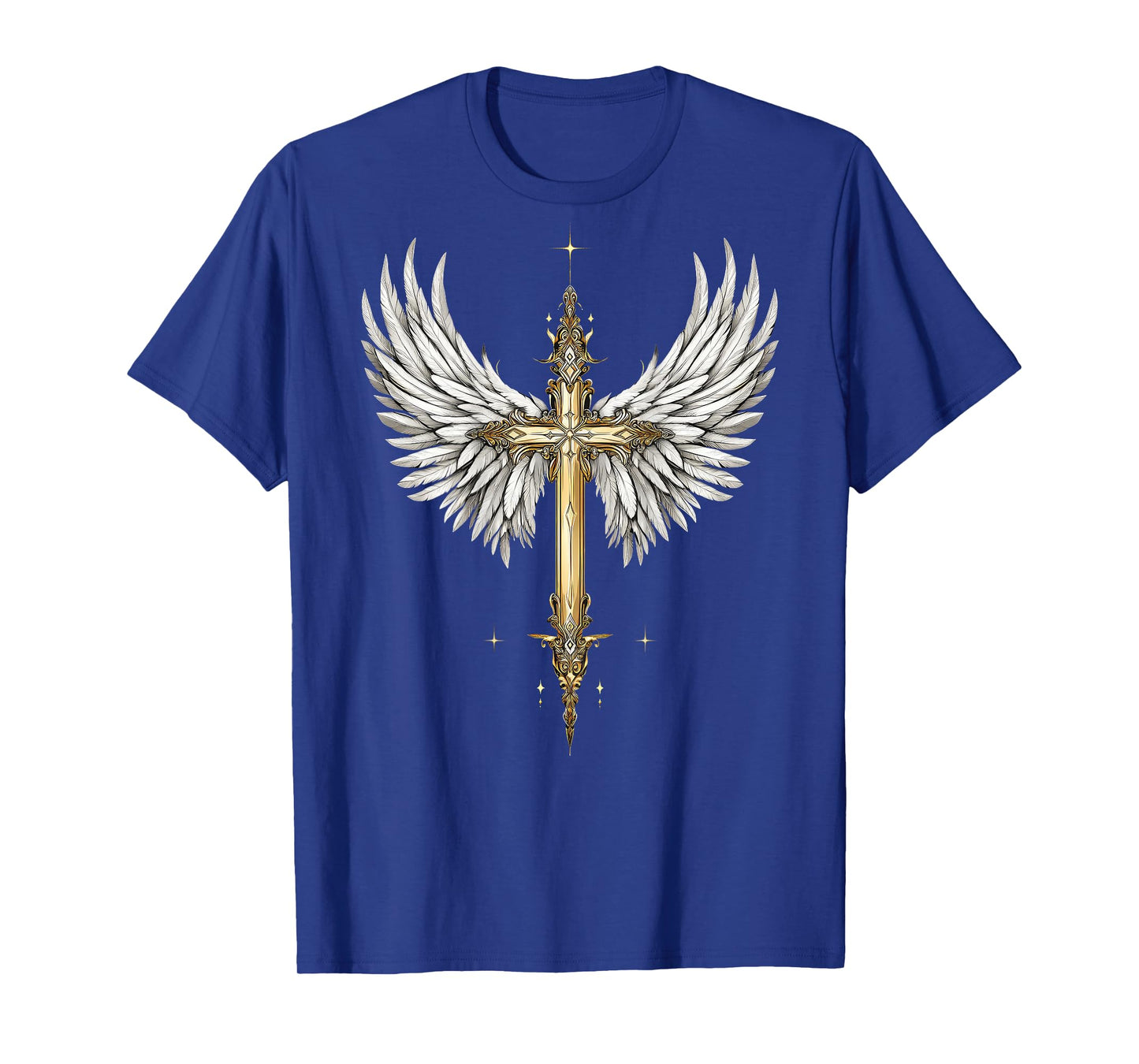 Elegant Religious Christian Cross Angel Wings Spirituality T-Shirt