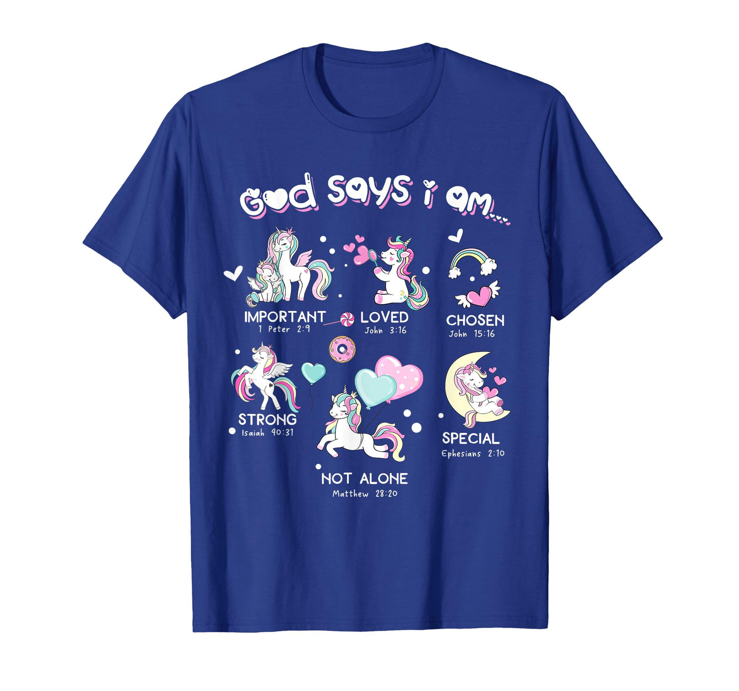 God Says I'm Cute Funny Unicorn Christian Girl Bible Lover T-Shirt