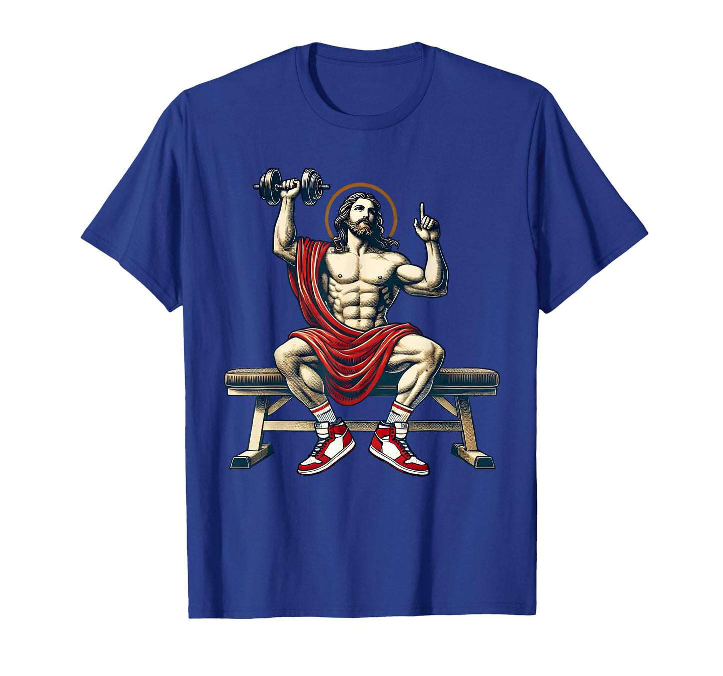 Trendy Lord Jesus Bodybuilding Workout Jesus Lifting Weights Funny Christian Unisex-Adults Workout T-Shirt Black Small
