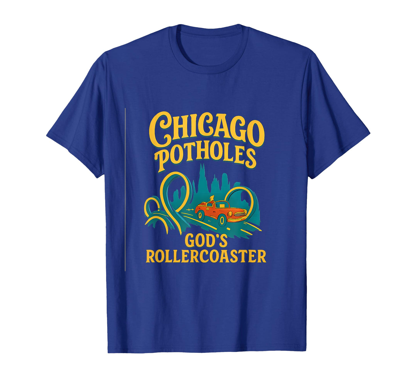 Chicago Potholes Gods Rollercoaster 80s Retro Design T-Shirt