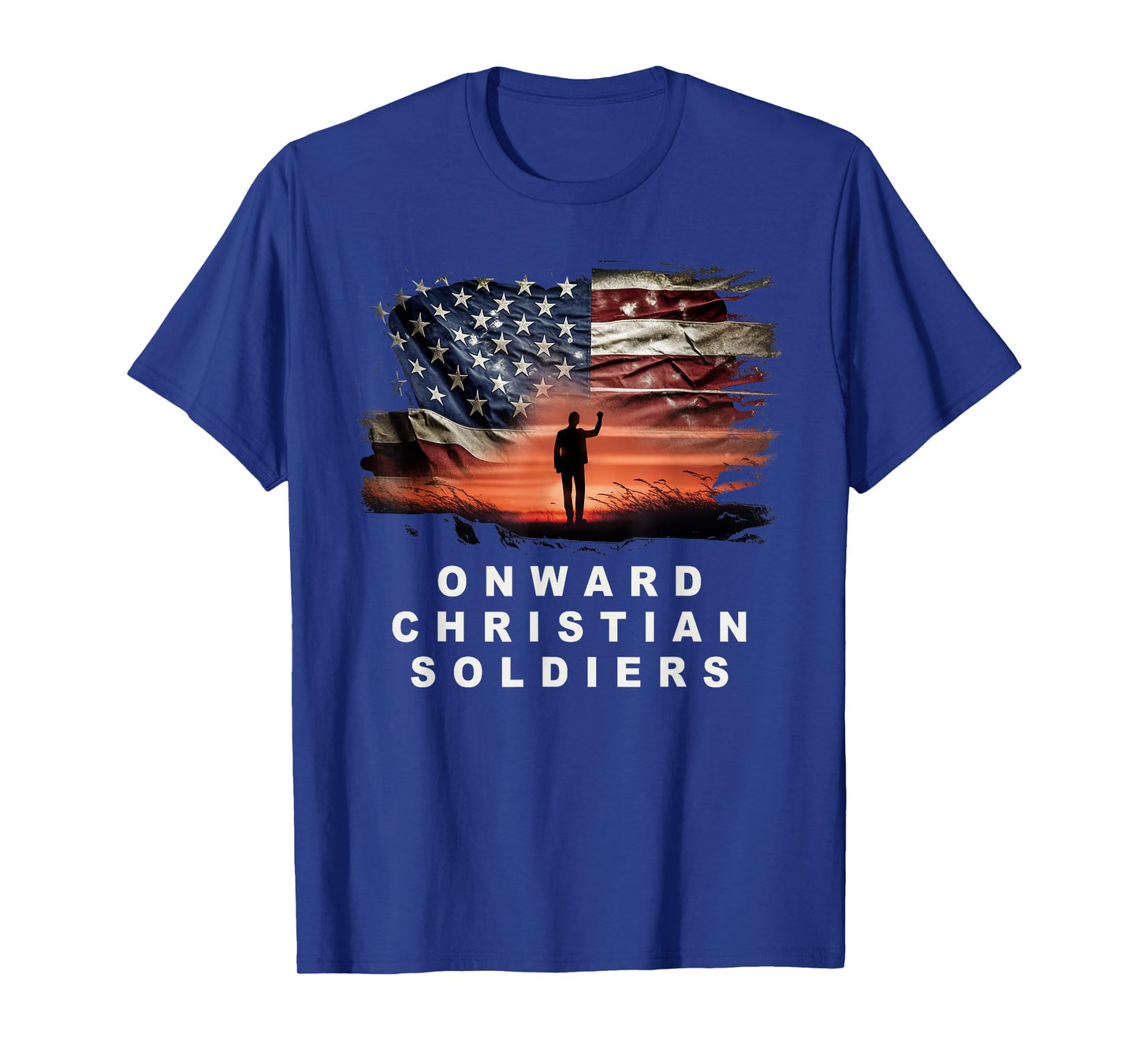 Onward Christian Soldiers – Faith Vintage Flag USA Graphic T-Shirt