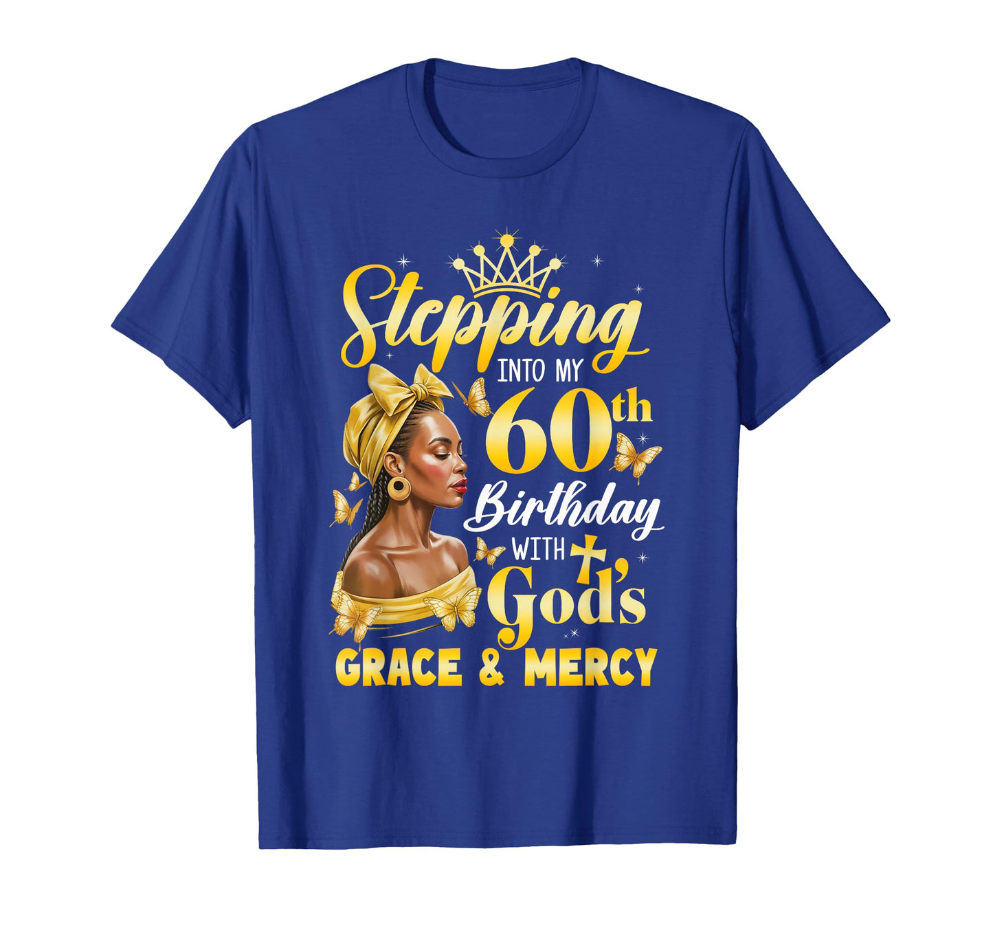 Stepping Into My 60Th Birthday Afro Woman Religious Birthday T-Shirt