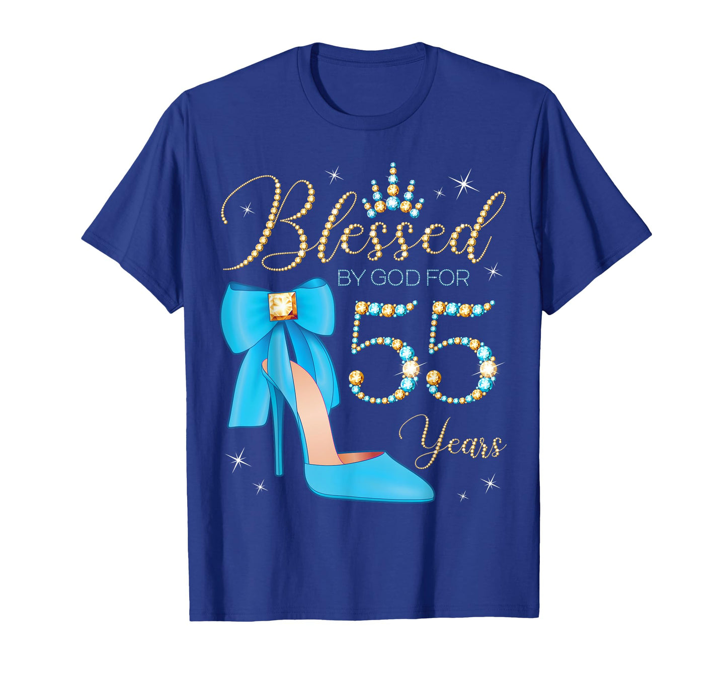 Blessed By God For 55 Years Old 55th Birthday Party Queen T-Shirt