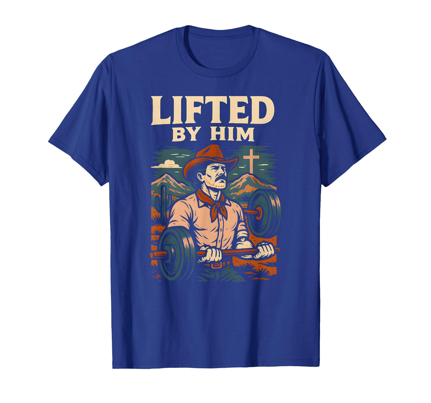 Fitness Lifted by Him Cool Mens Christian Faith T-Shirt