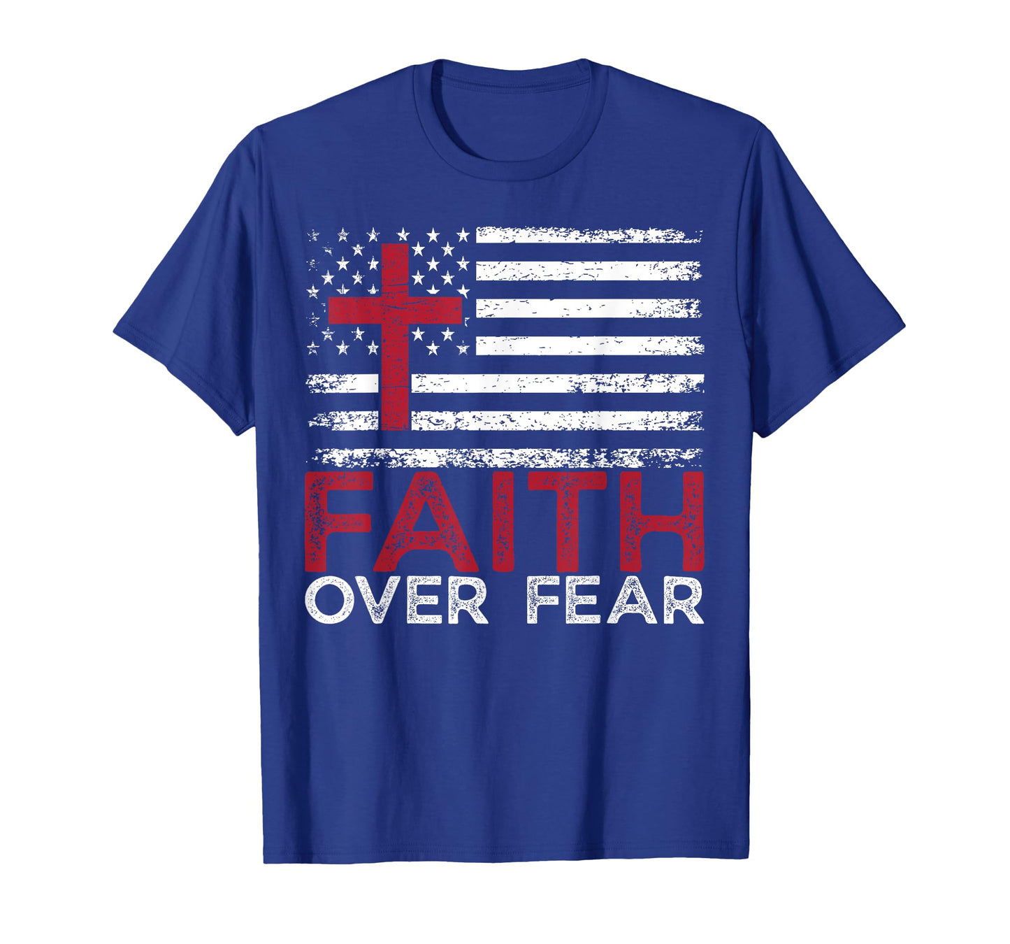 Faith Over Fear Inspirational Christian Faith American Flag T-Shirt