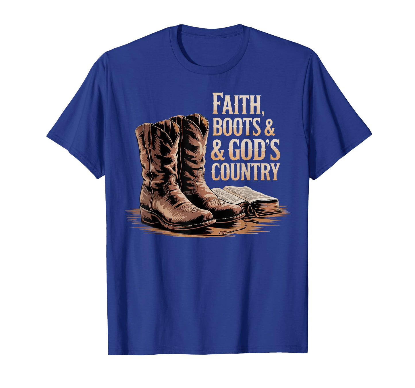Faith Boots God's Good Country Western Design T-Shirt