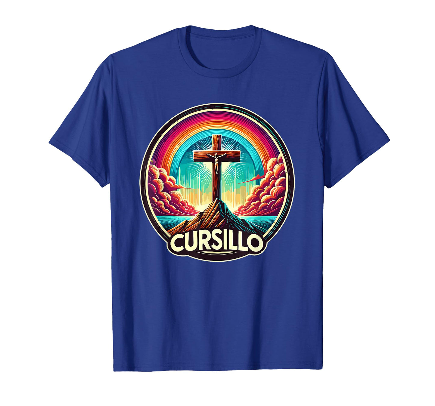 Cursillo Faith Cross With Rainbow and Clouds T-Shirt