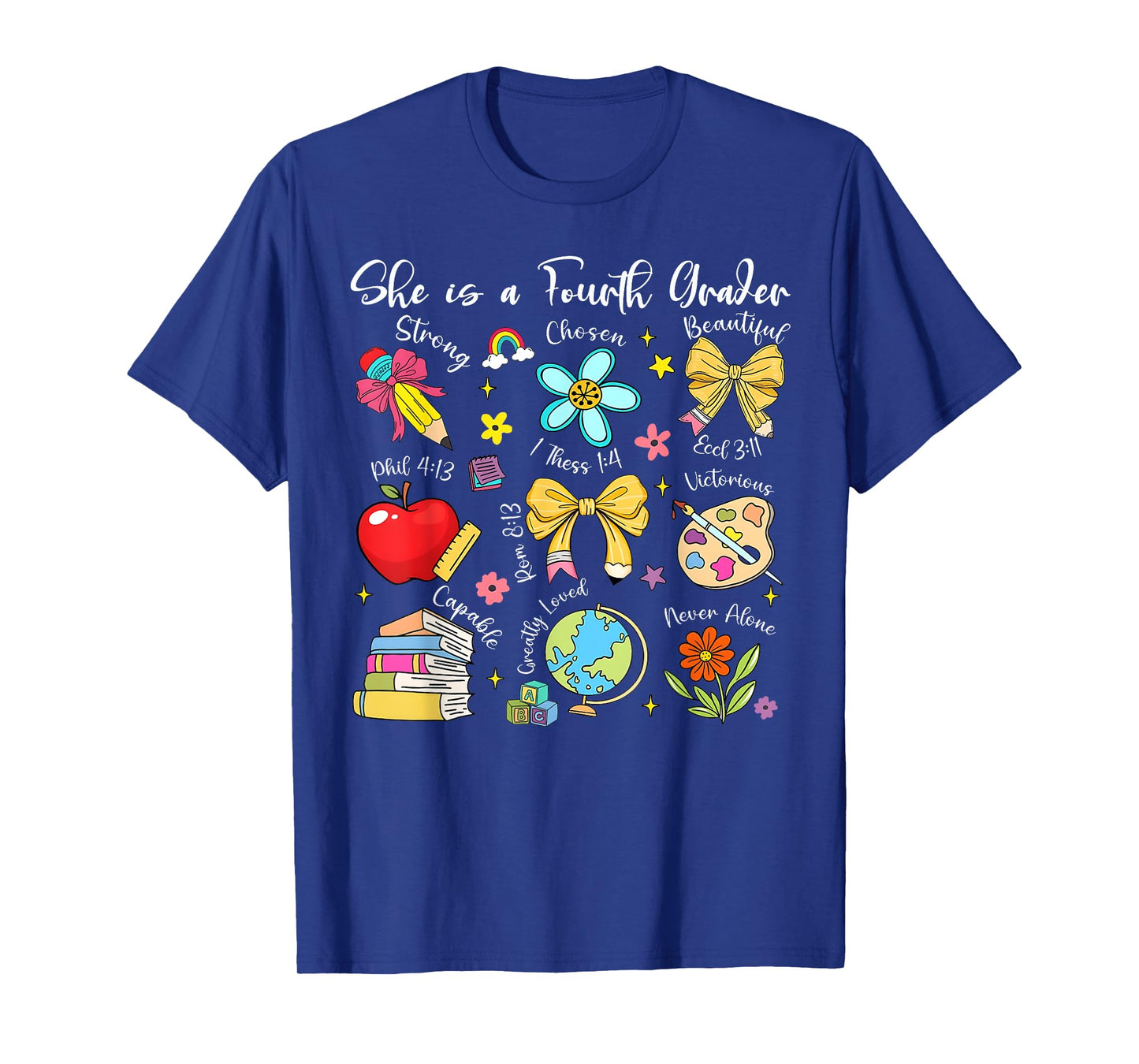 She Is A Fourth Grader Bible Verses Back To School Floral T-Shirt