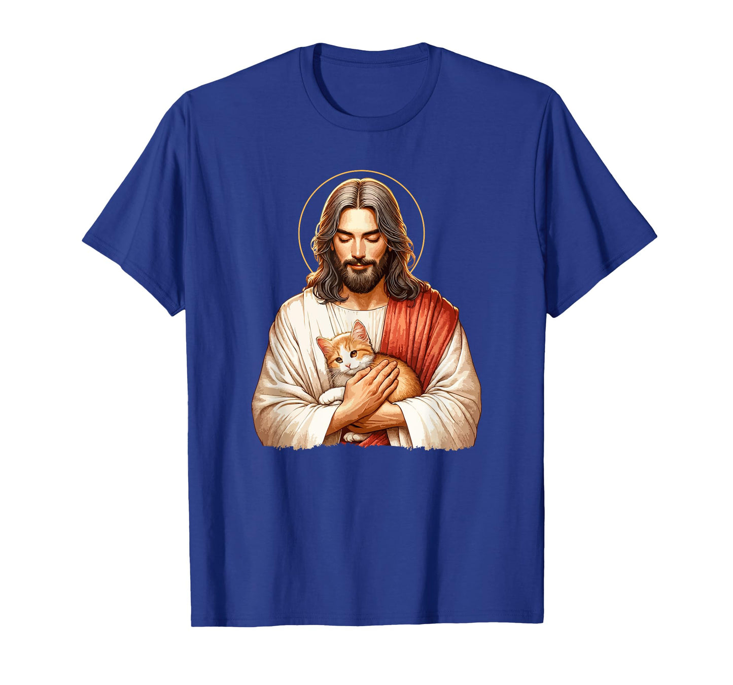 Cat Lover, Jesus Holding A Cat, Funny Christian Art T-Shirt for Men Women Girls Kids