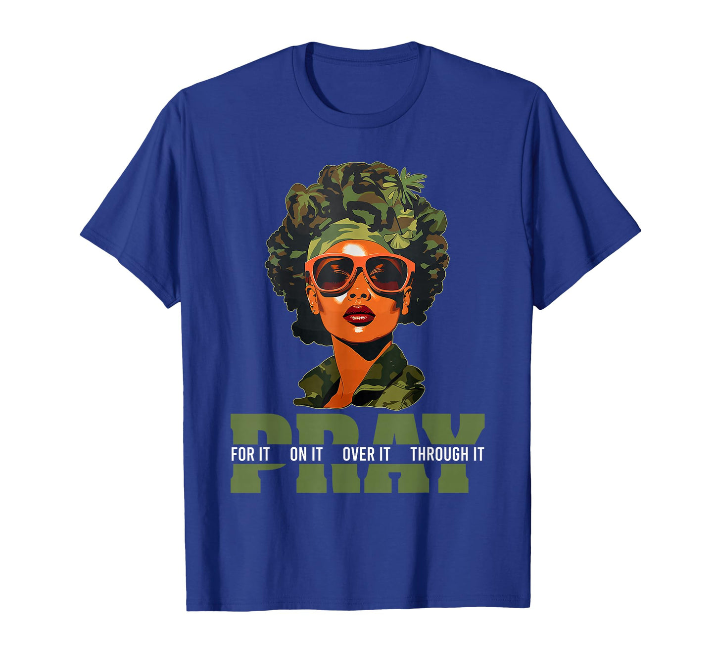 Pray On It Pray Over It Black Woman Afro Christian Sayings T-Shirt