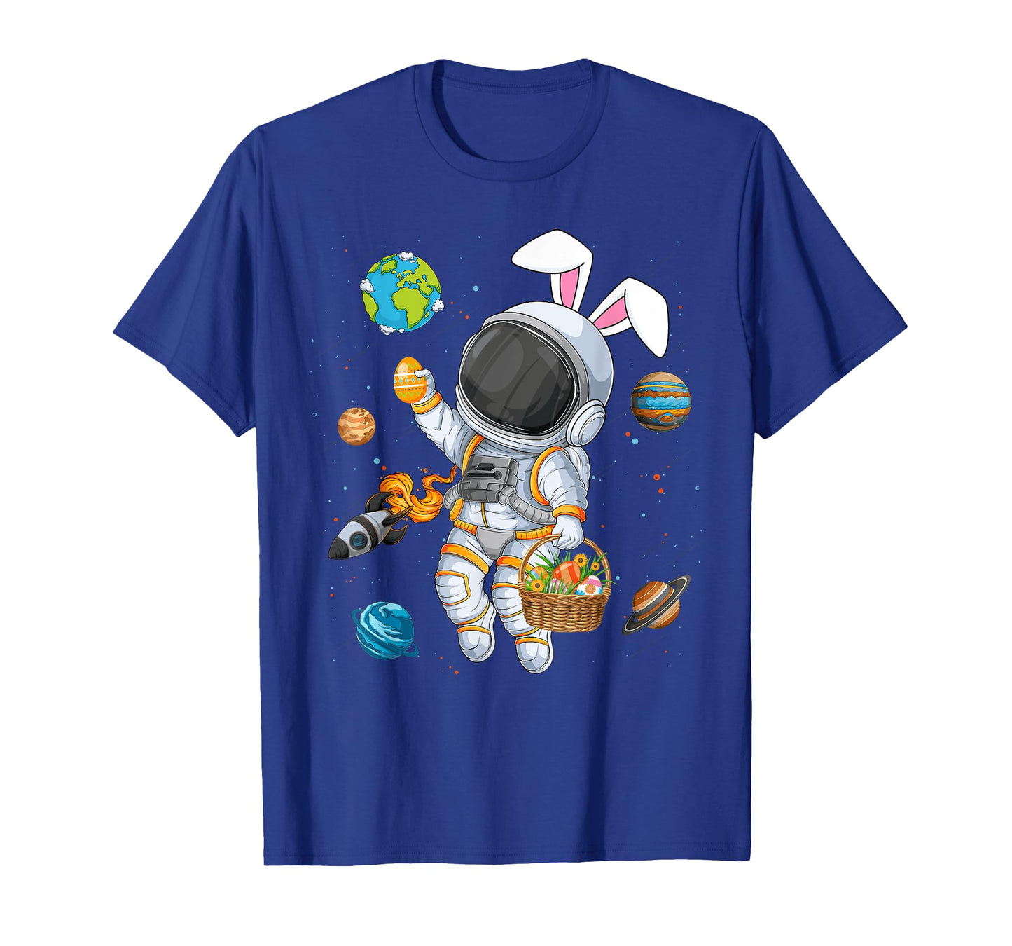 Funny Astronaut Bunny Ears Easter Eggs Easter Day Boys Kids T-Shirt
