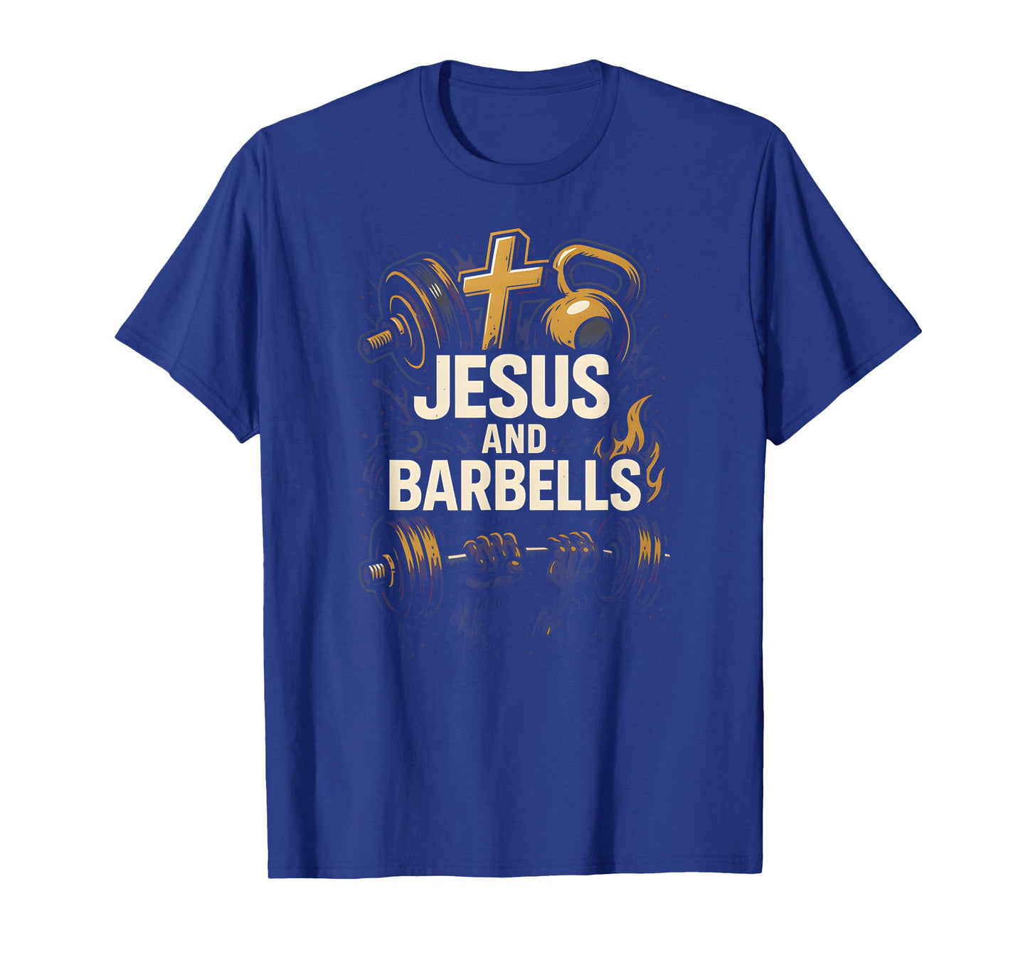Christian Fitness Jesus and Barbells Cool Mens Faith Apparel T-Shirt