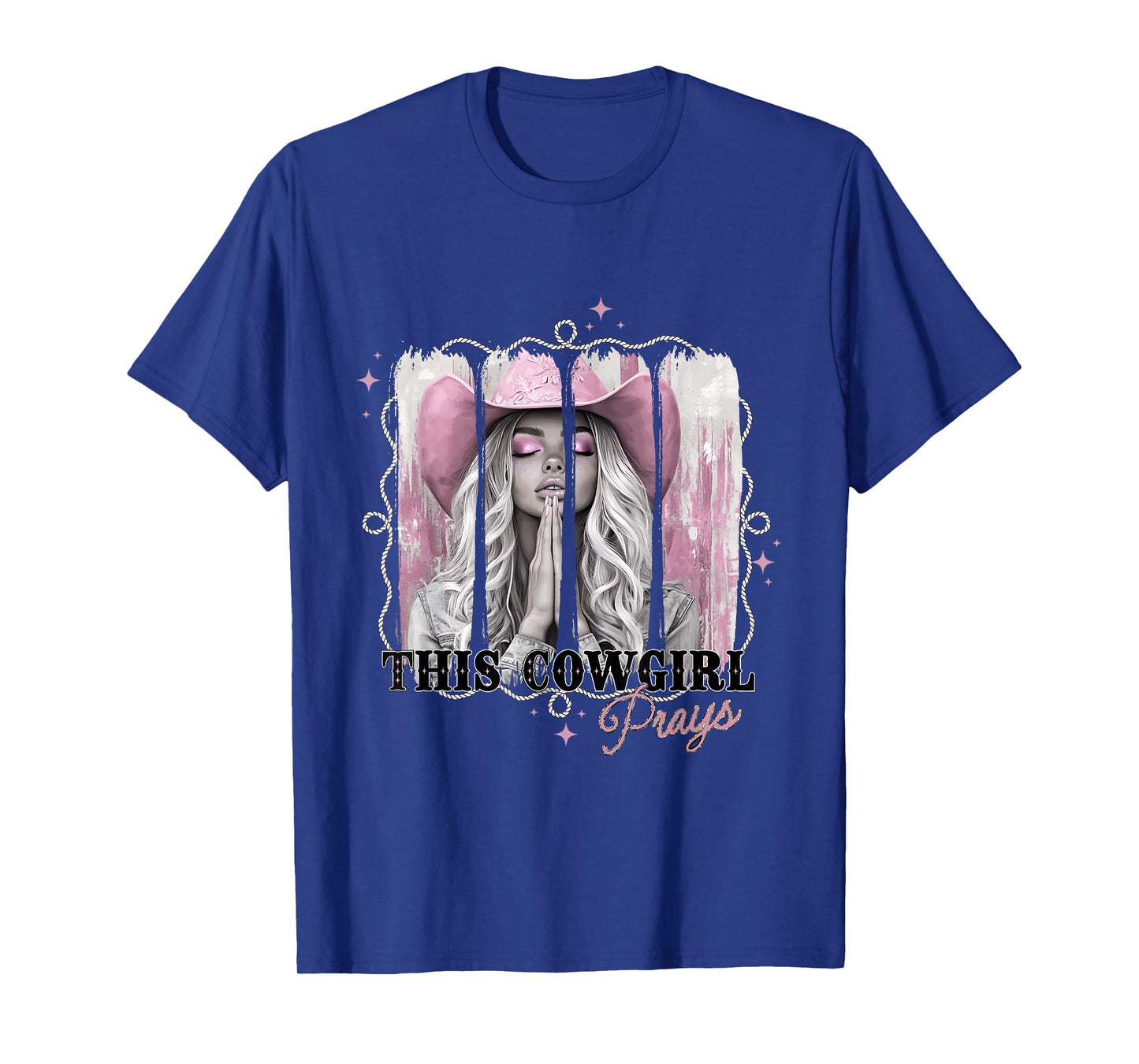 Faith Filled Cowgirls with Prayer and Pink Western Vibes T-Shirt