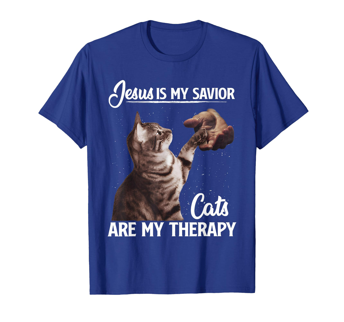 Retro Jesus Is My Savior Cats Are My Therapy God Believers T-Shirt