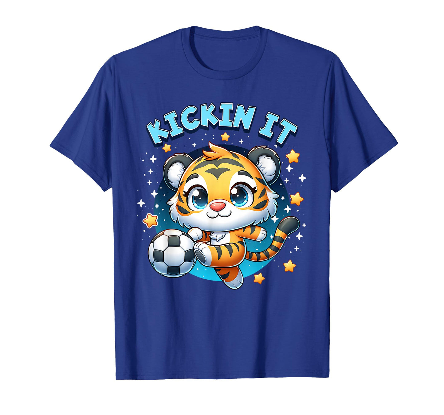Kickin It Tiger Playing Soccer Kicking Ball Player Girl Boy T-Shirt