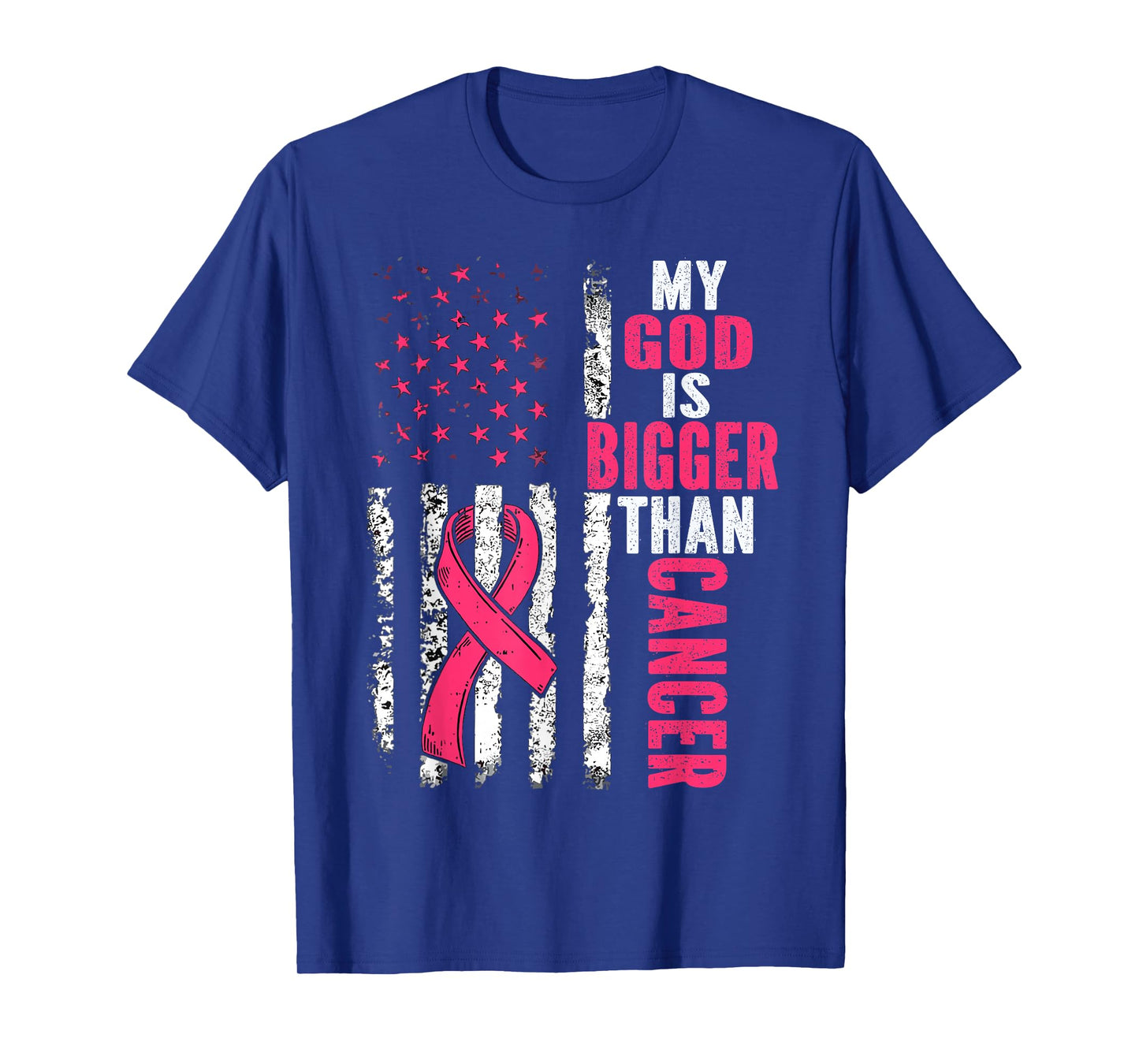 My God is Bigger Than Cancer Breast Cute Pink Ribbon Jesus T-Shirt
