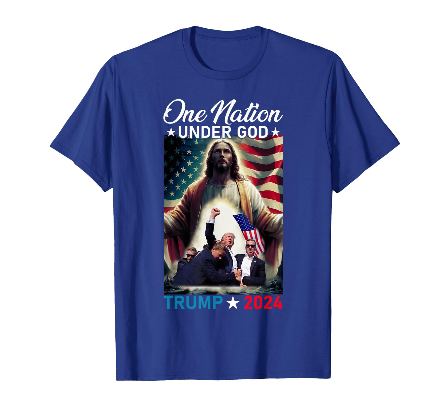 One Nation Under God Trump 2024 God American Flag Christian Women Men T-Shirt