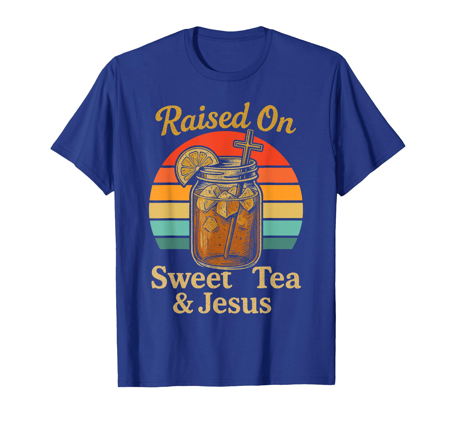 Raised on Sweet Tea and Jesus Sunset Iced Tea Christian T-Shirt