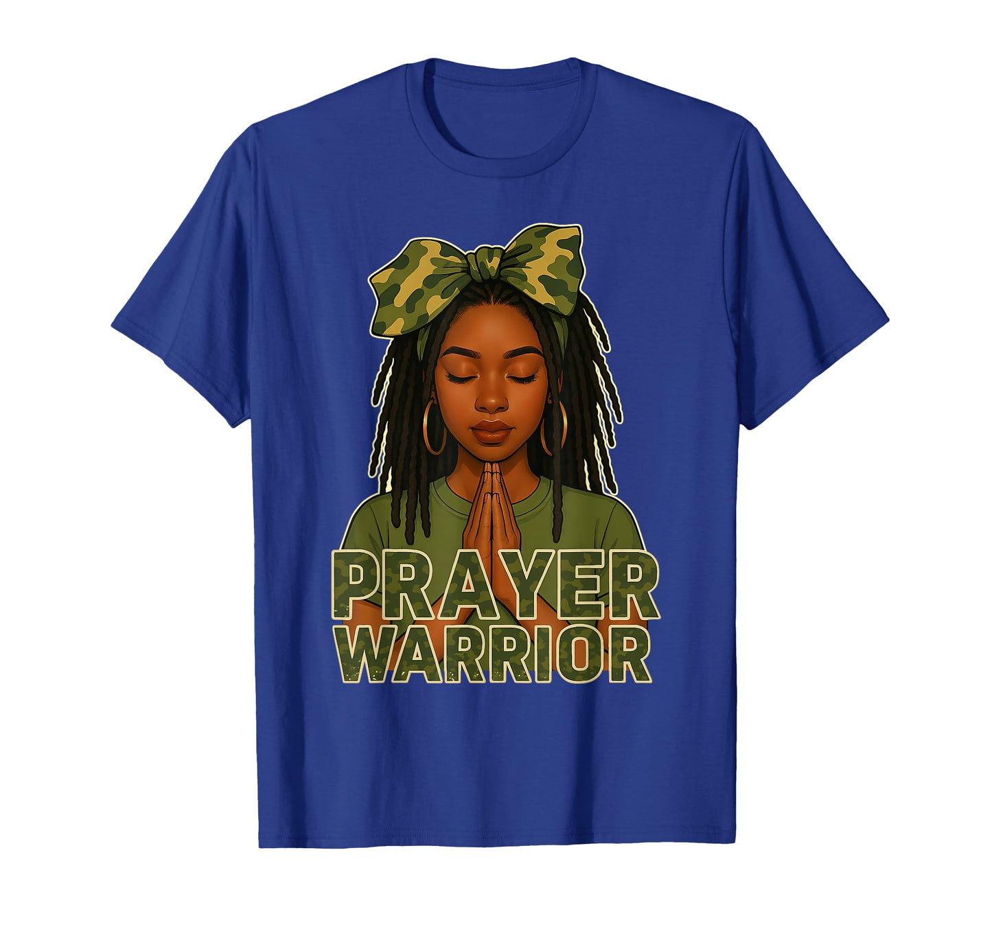 Prayer Warrior Locs Christian Black Woman Camo Bandana T-Shirt