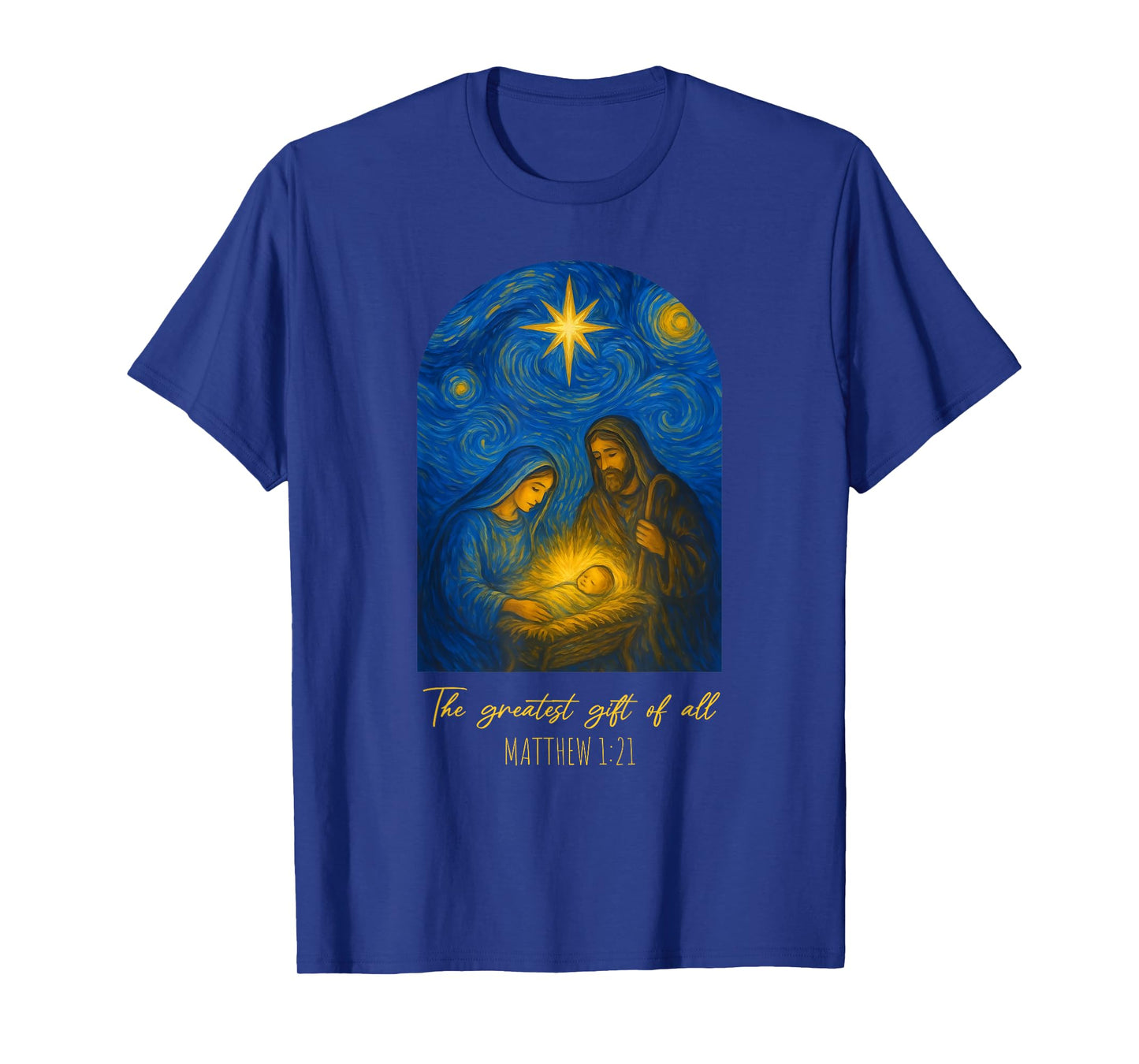 The Greatest of All Christmas Starry Night Van Gogh Nativity T-Shirt