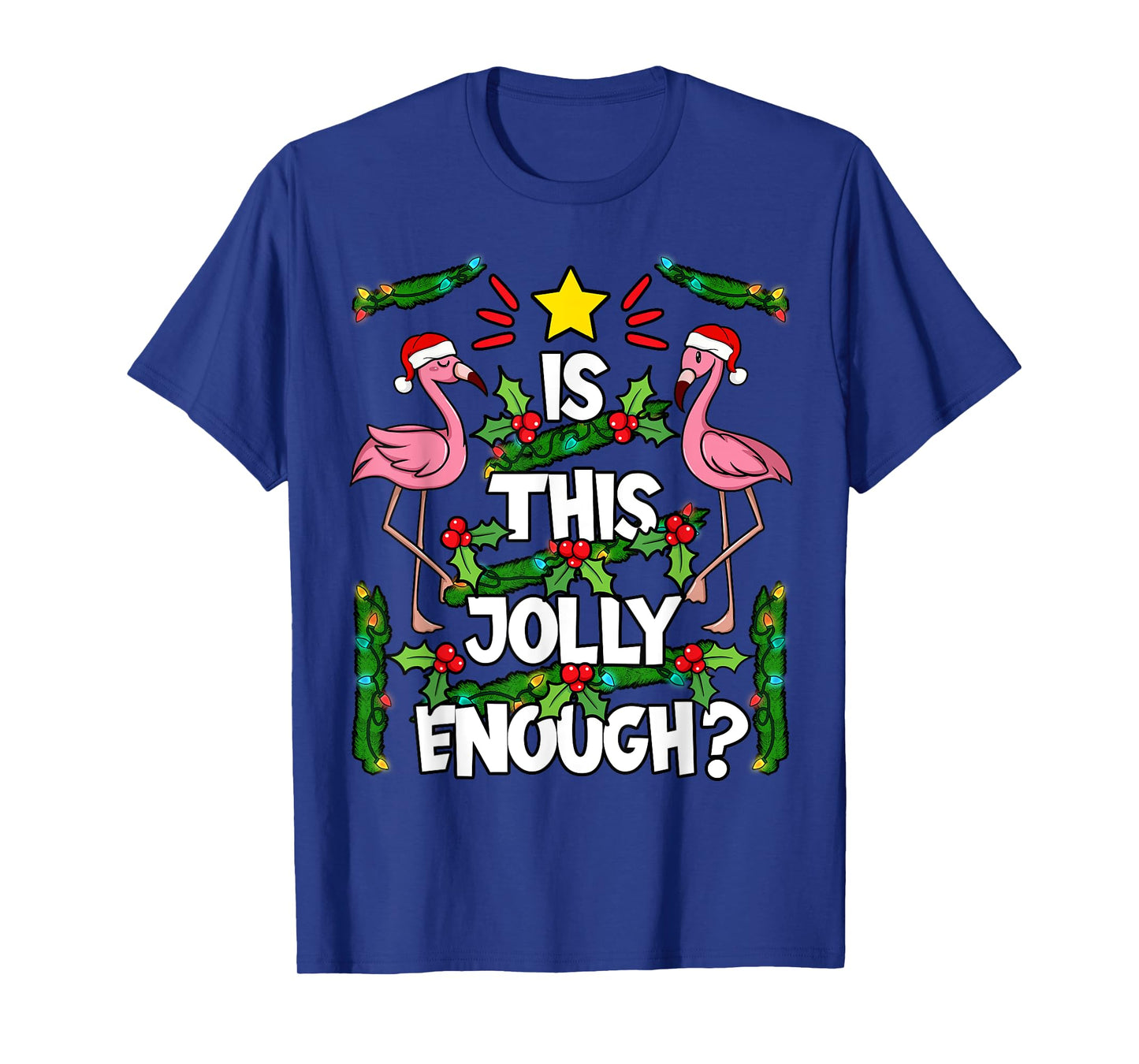 Christmas Tree Pink Flamingo Holiday Santa Hat Xmas T-Shirt