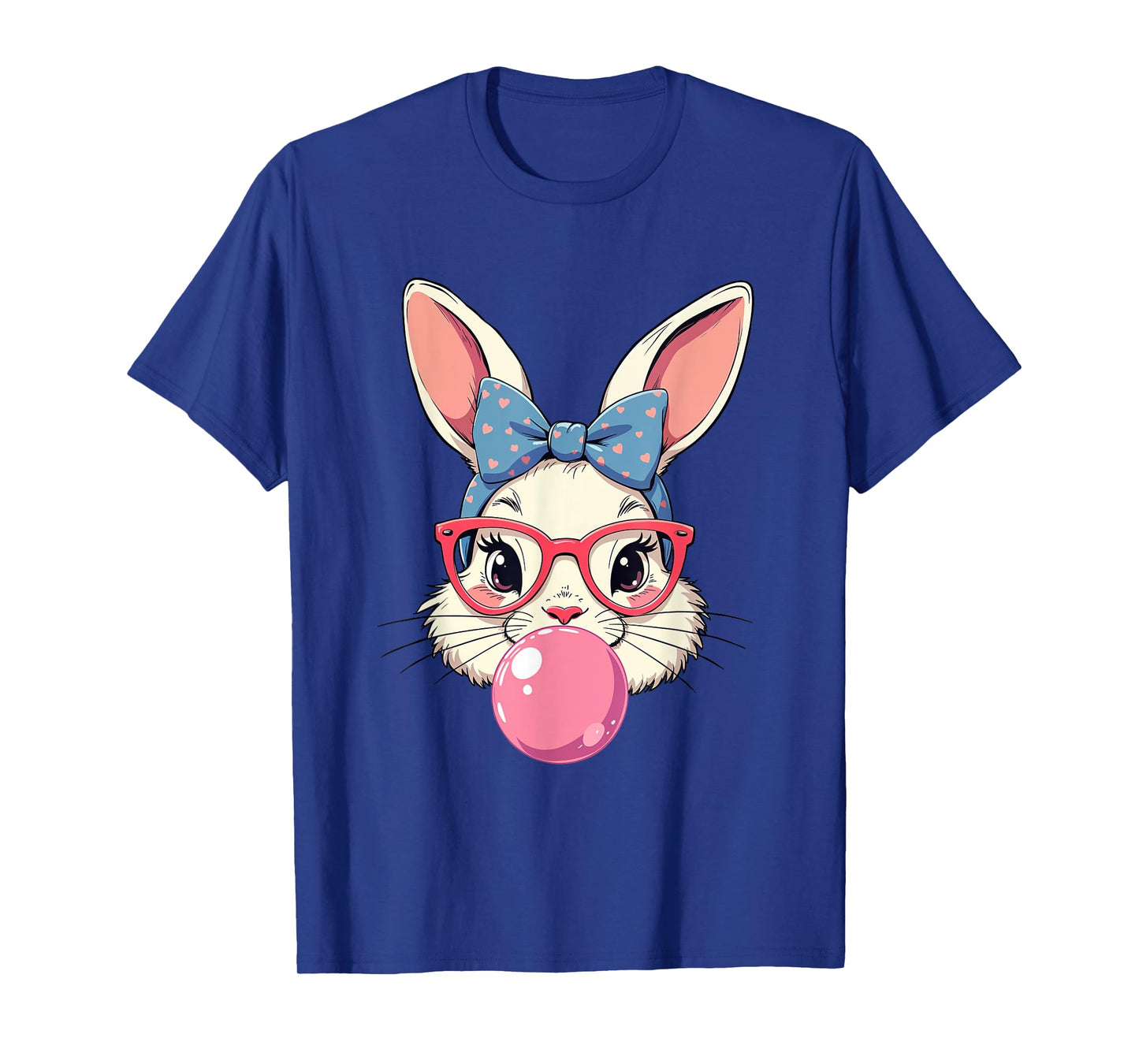 Cute Easter Day Bunny Face With Bandana Heart Glasses T-Shirt