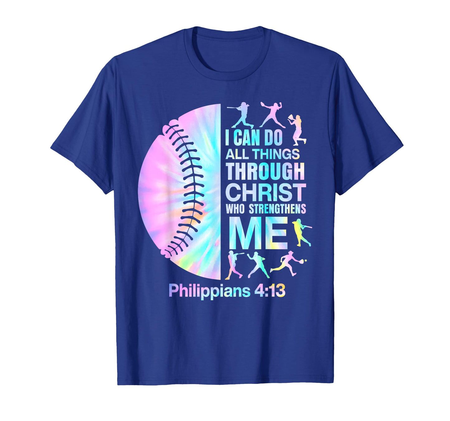 Christian I Can Do All Things Through Jesus Tie Dye Baseball T-Shirt
