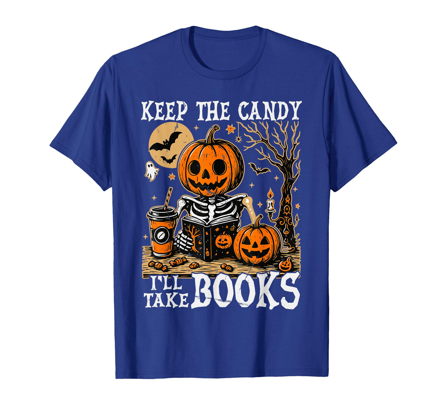 Keep The Candy I'll Take Books Skeleton Funny Halloween T-Shirt