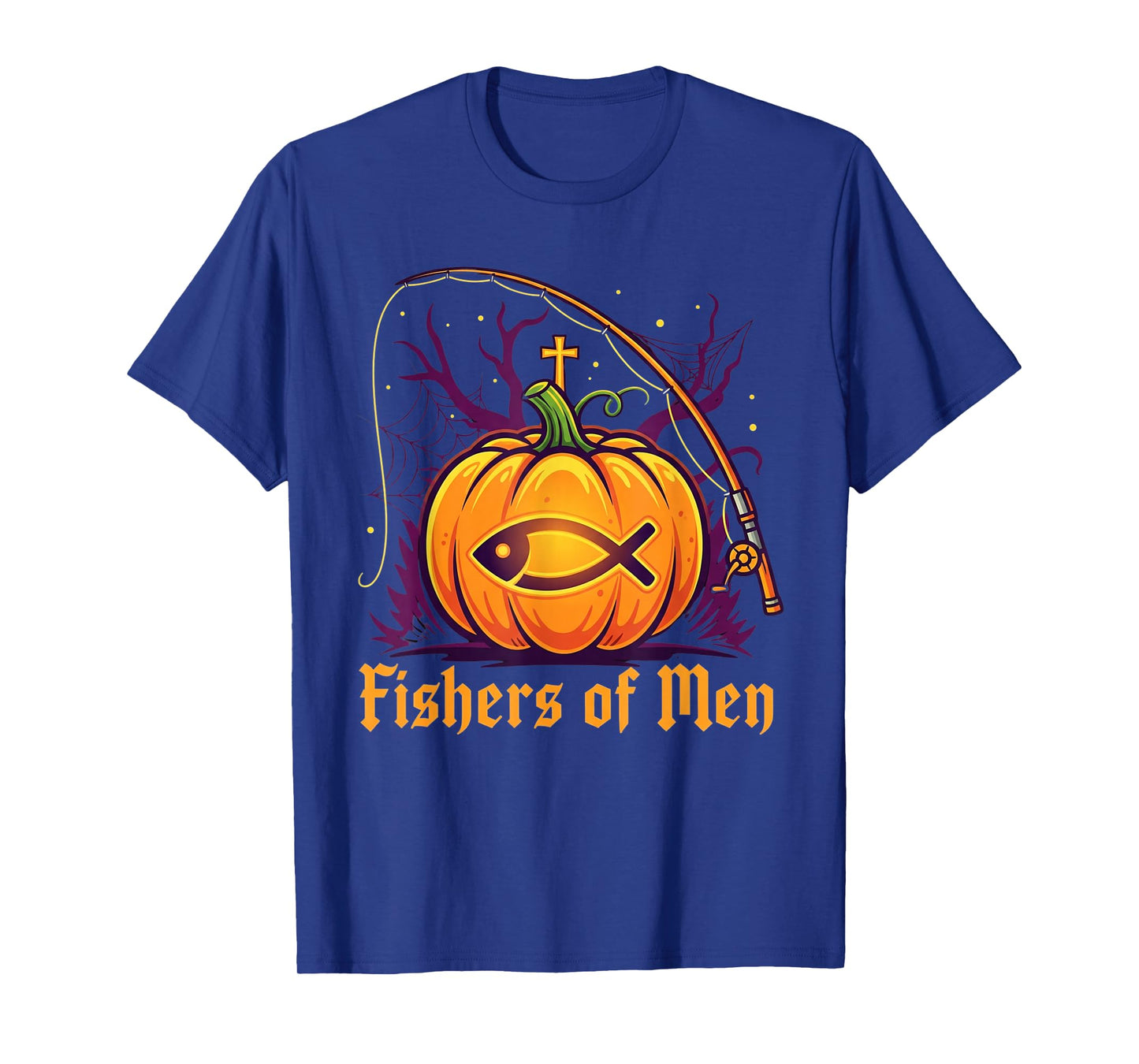 Fishers of Men Pumpkin Cross Christian Halloween Tee T-Shirt