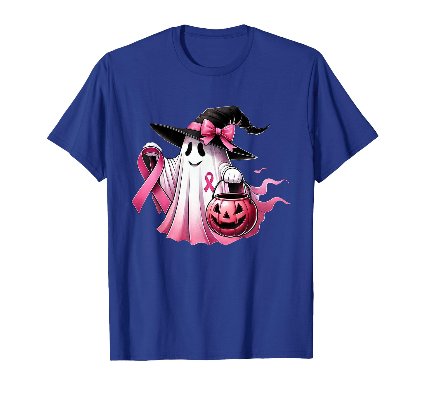 Pink Ribbon Ghost Witch Breast Cancer Awareness T-Shirt