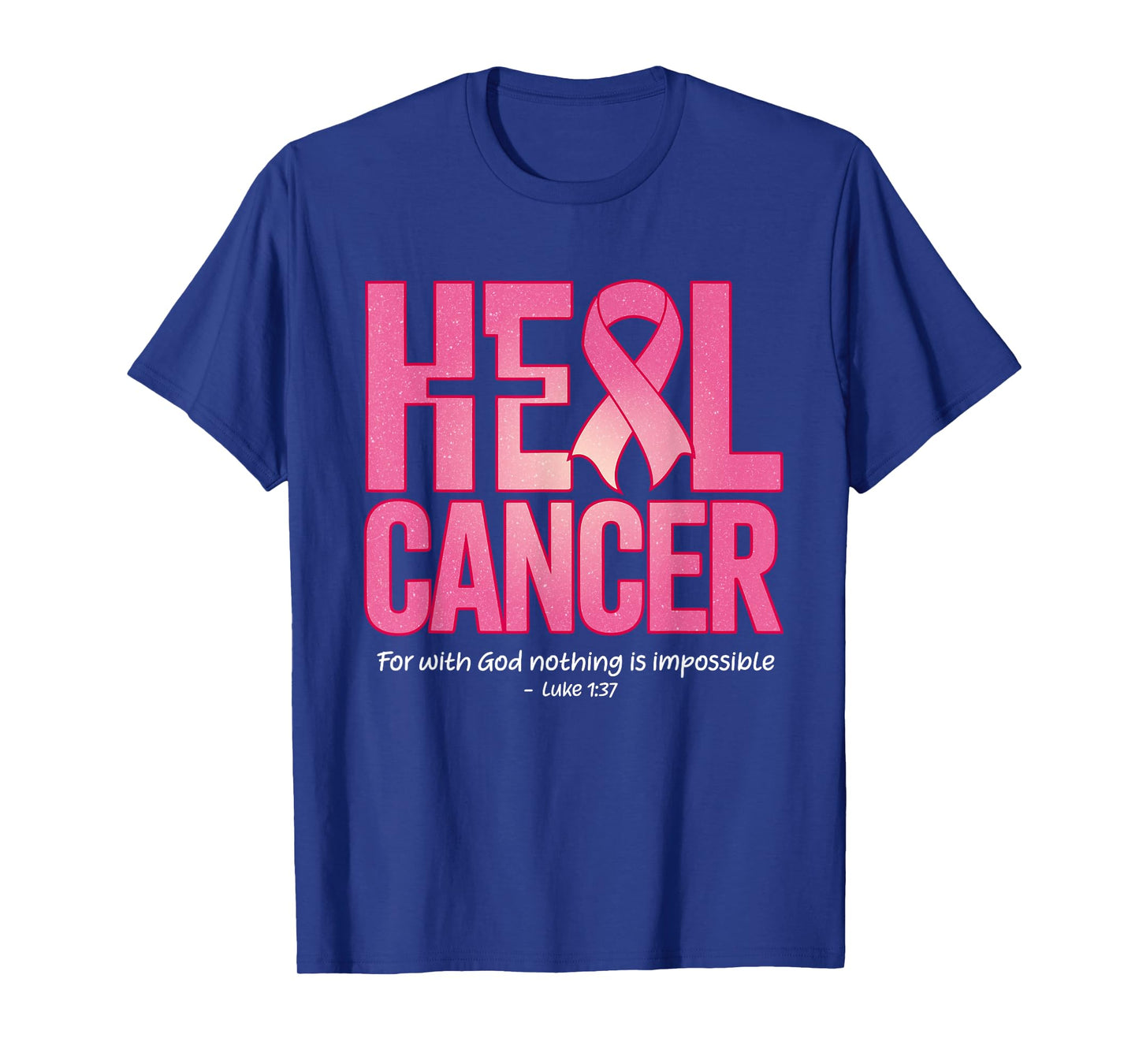 He Can Heal Cancer Pink Ribbon Breast Cancer Christian Women T-Shirt