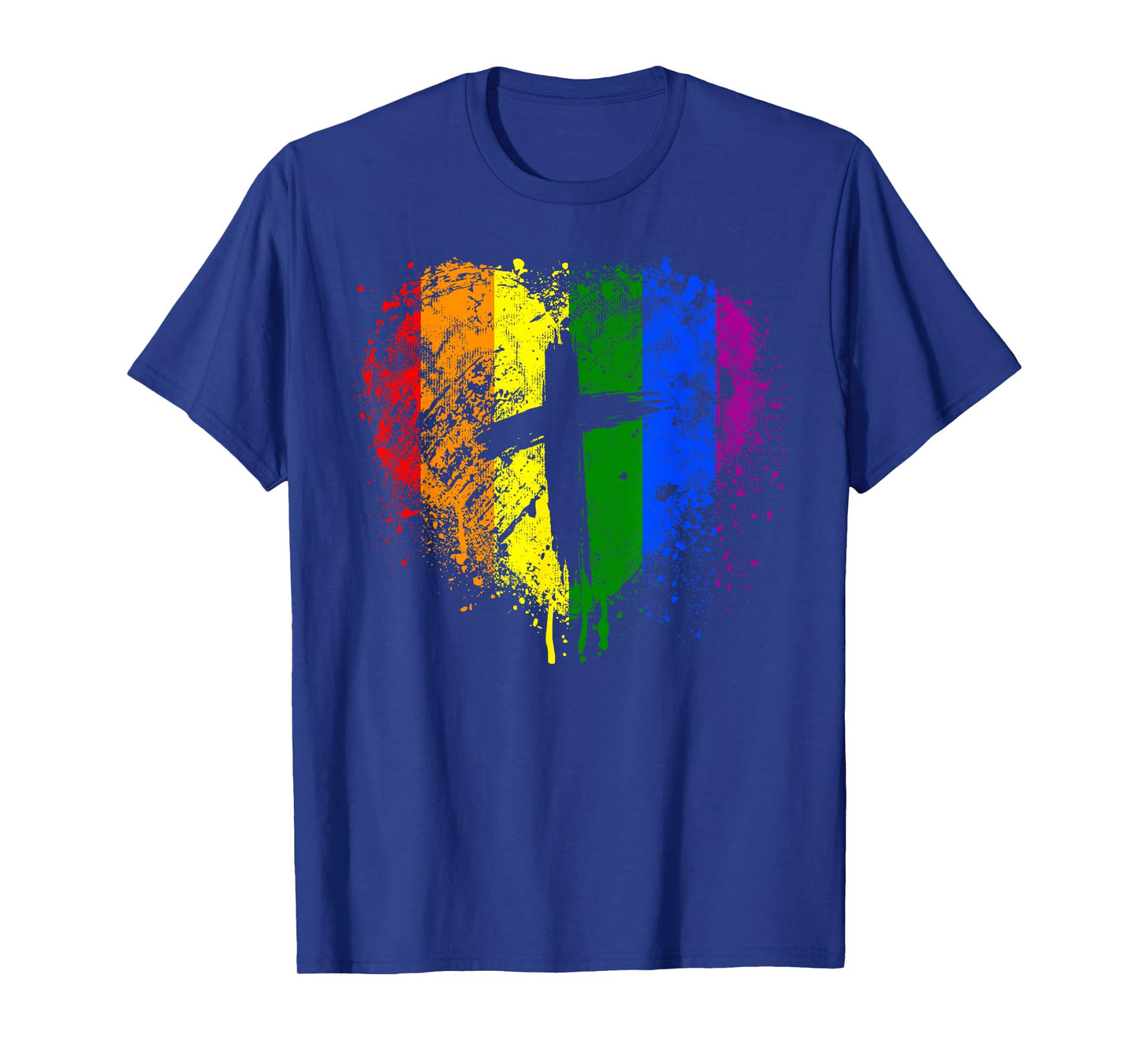 Rainbow Heart with Cross, Christian Religious Gay Pride T-Shirt
