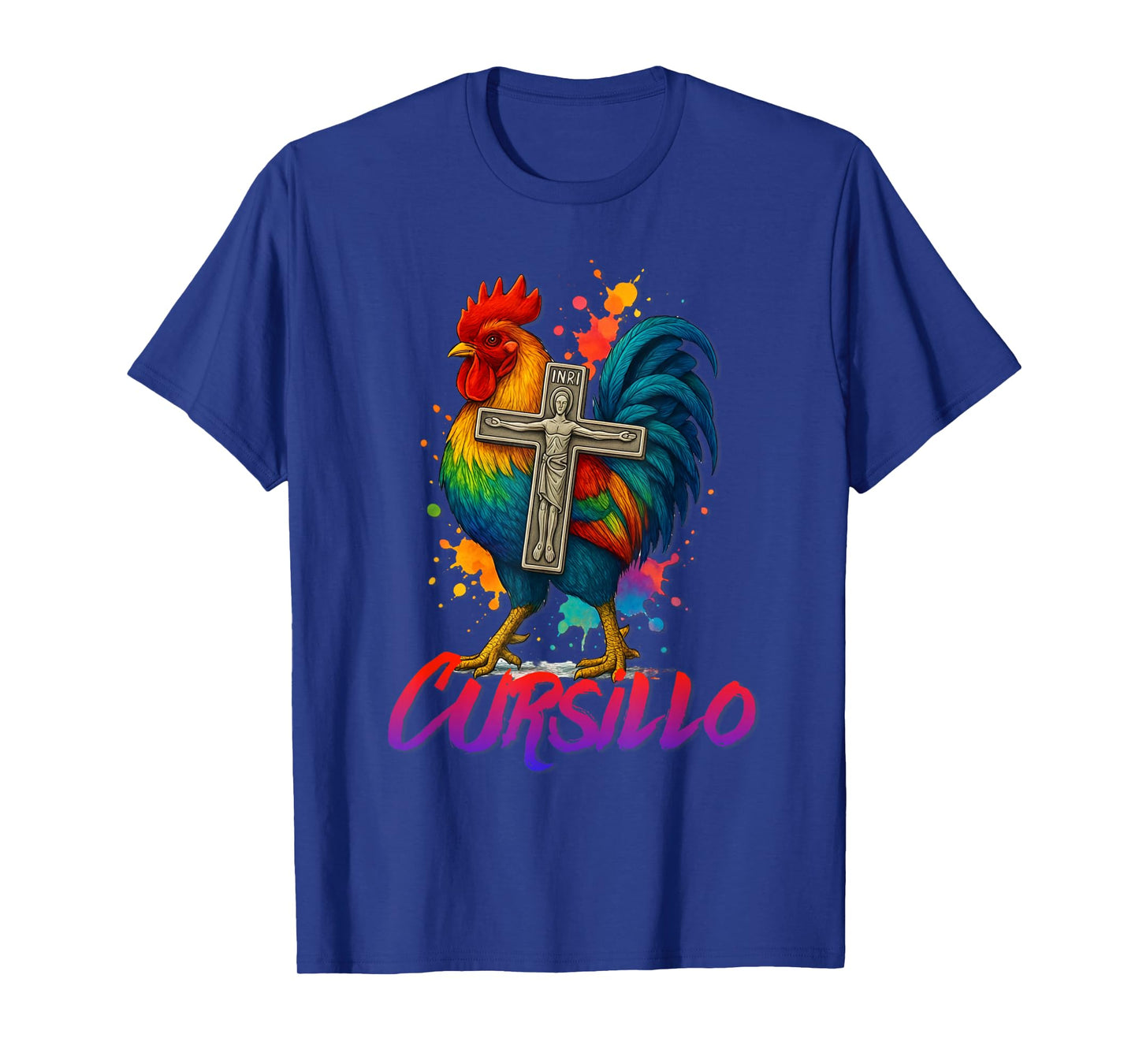 DeColores Cursillo Rainbow Rooster Catholic T-Shirt