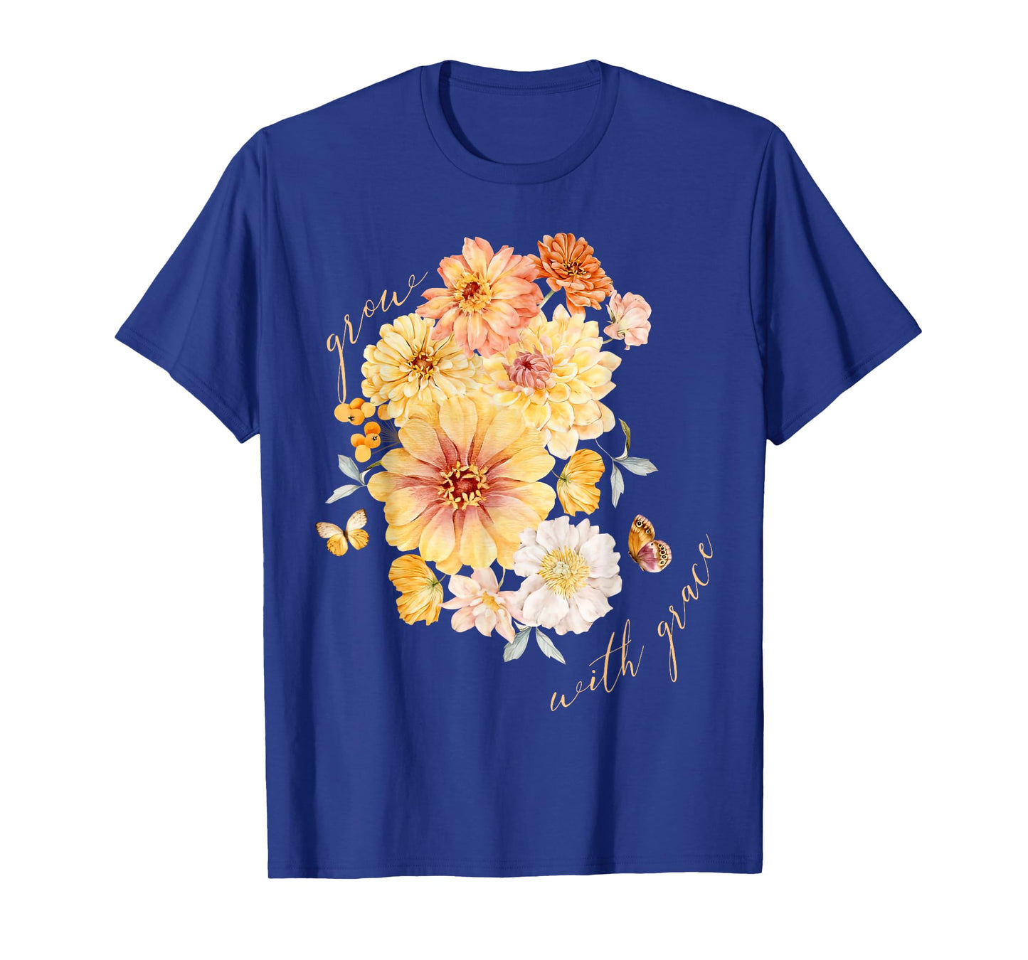 Floral Grow with Grace Autumn Fall Thanksgiving Christian T-Shirt