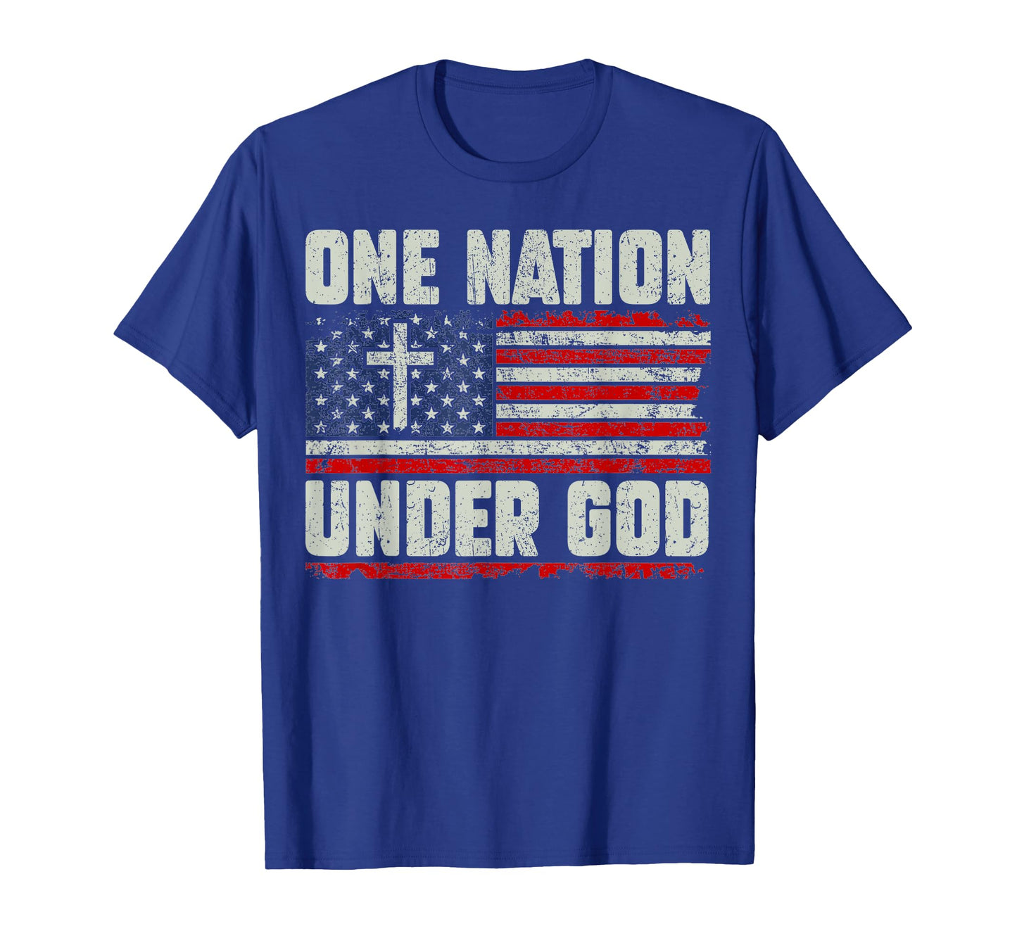 One Nation Under God Flag 4th Of July Patriotic Mens USA Tee T-Shirt