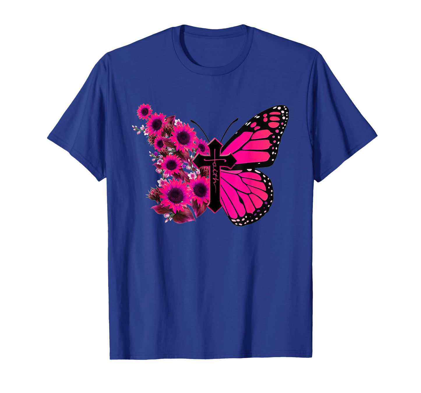 Faith Cross Sunflower Butterfly Christian Vintage T-Shirt