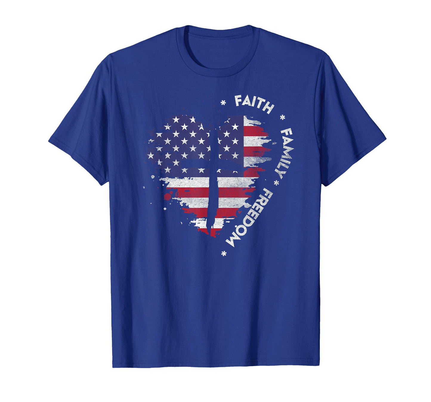 Faith Family Freedom Christian Cross Tee Bible Lover US Flag T-Shirt