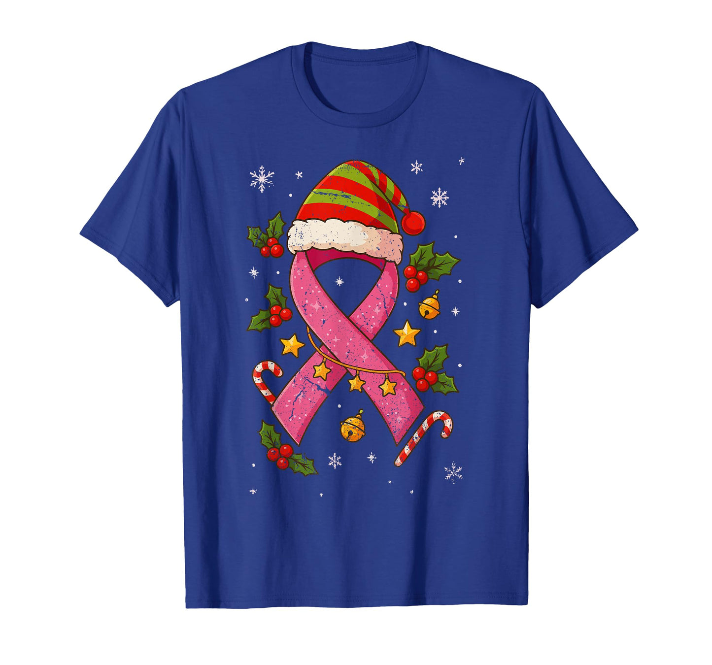 Retro Festive Breast Cancer Awareness Pink Ribbon Christ T-Shirt
