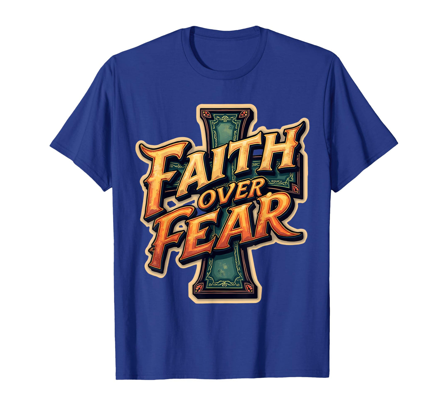 Faith Over Fear Christian Quote Cross Phrase Inspirational T-Shirt