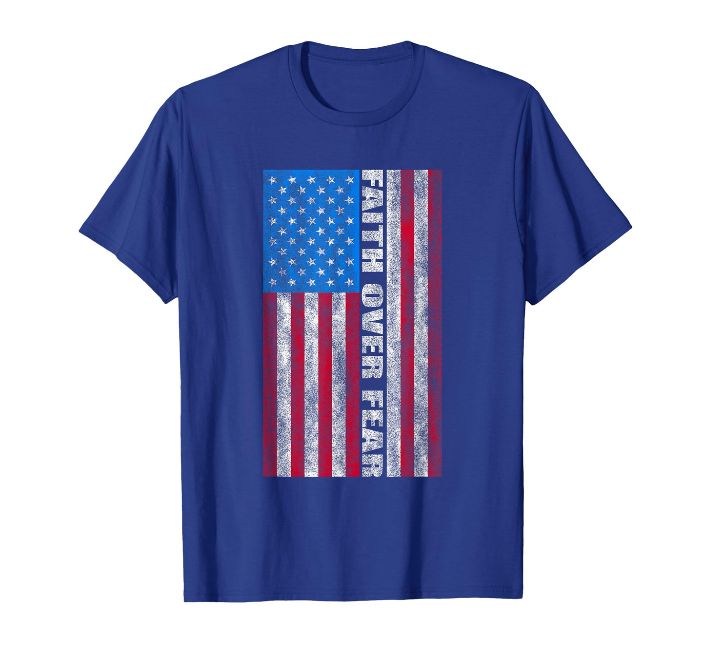 Faith Over Fear Vintage USA Flag Women Kids Men T-Shirt