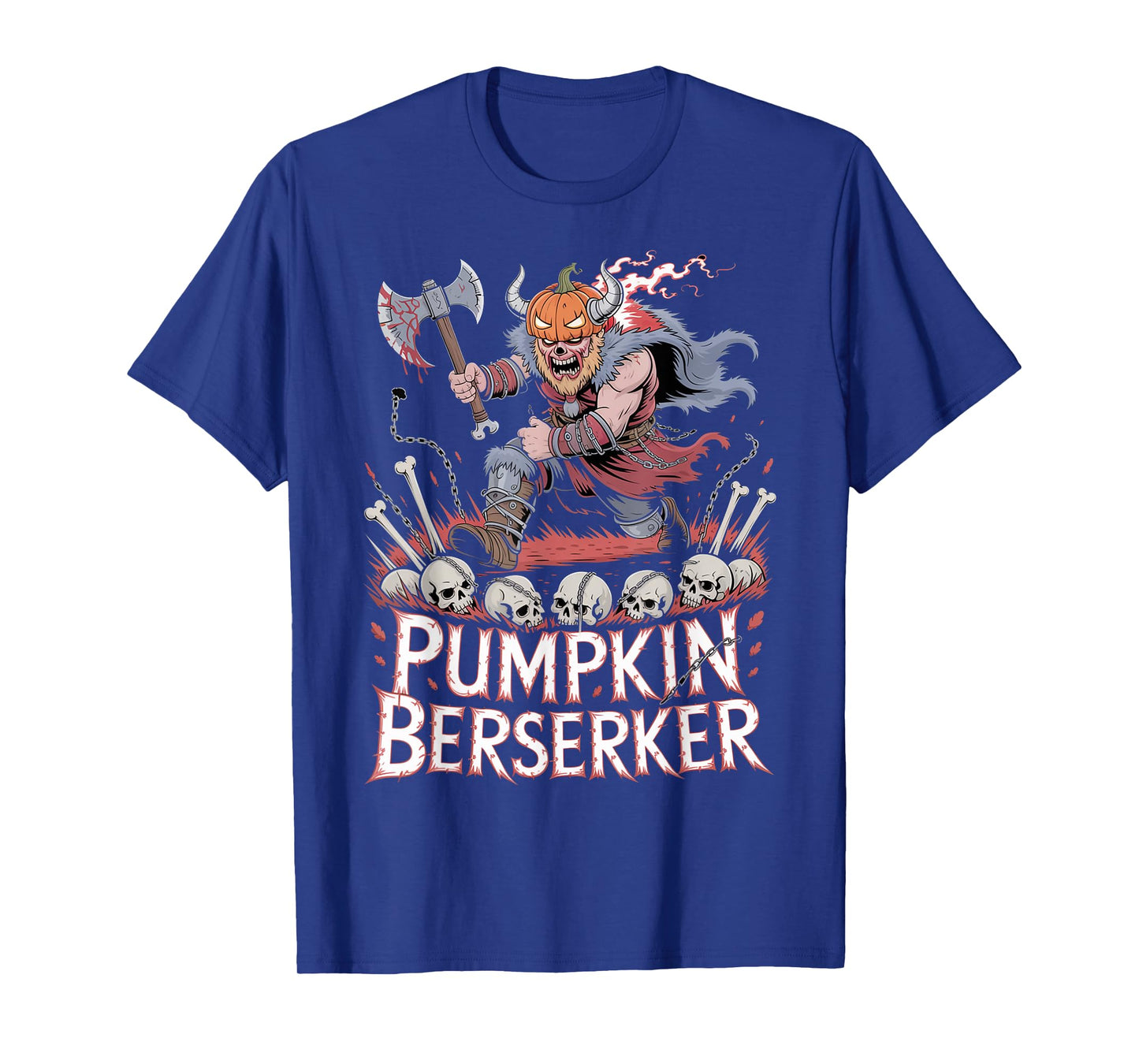Pumpkin Head Viking Berserker - Funny Viking Halloween T-Shirt