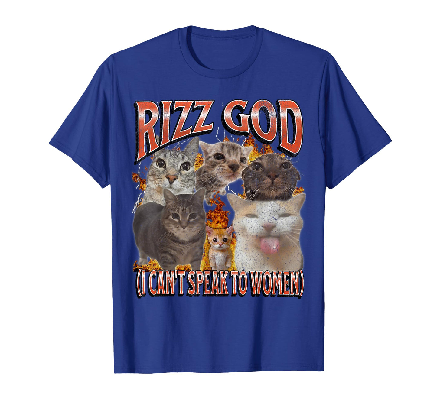 Rizz God I Can't Speak To Women Funny Cat Meme Bootleg T-Shirt